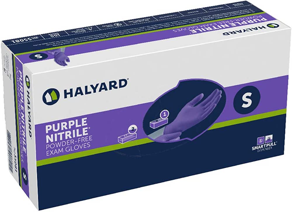 HALYARD. PURPLE NITRILE* Powder-Free Exam Gloves - L
